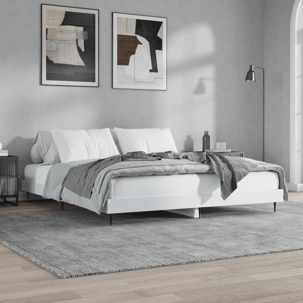 Cadre de lit sans matelas blanc 200x200 cm bois d'ingénierie - XIOS