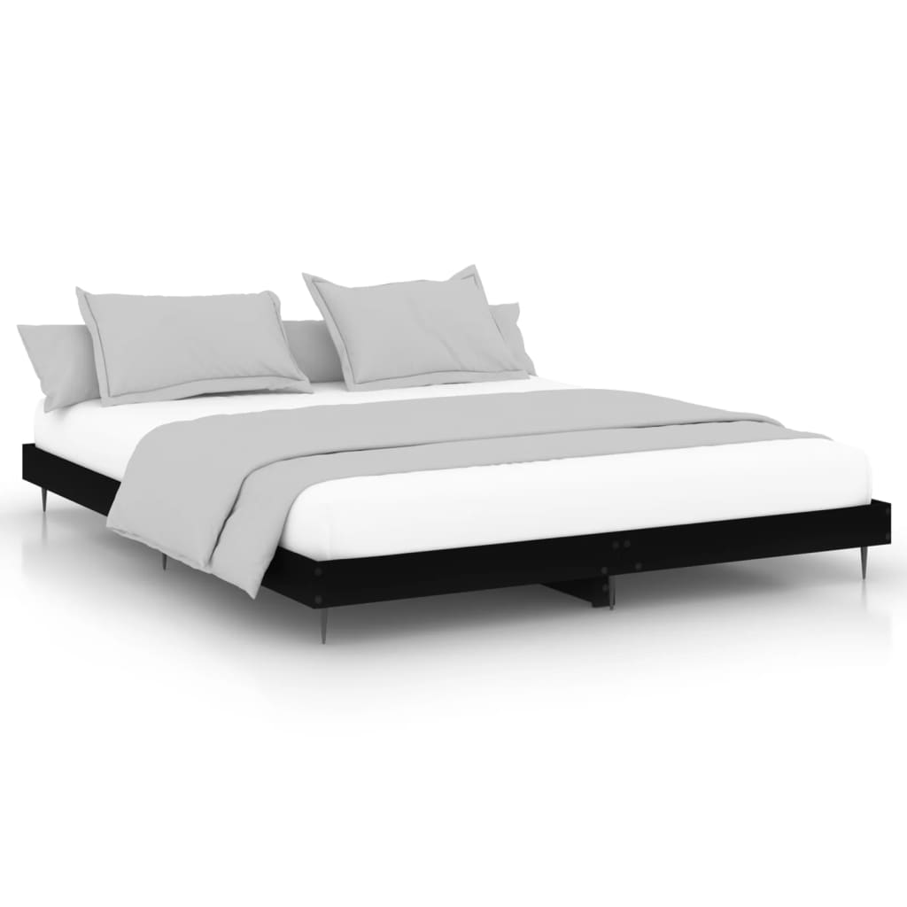 Cadre de lit sans matelas noir 200x200 cm bois d'ingénierie - XIOS