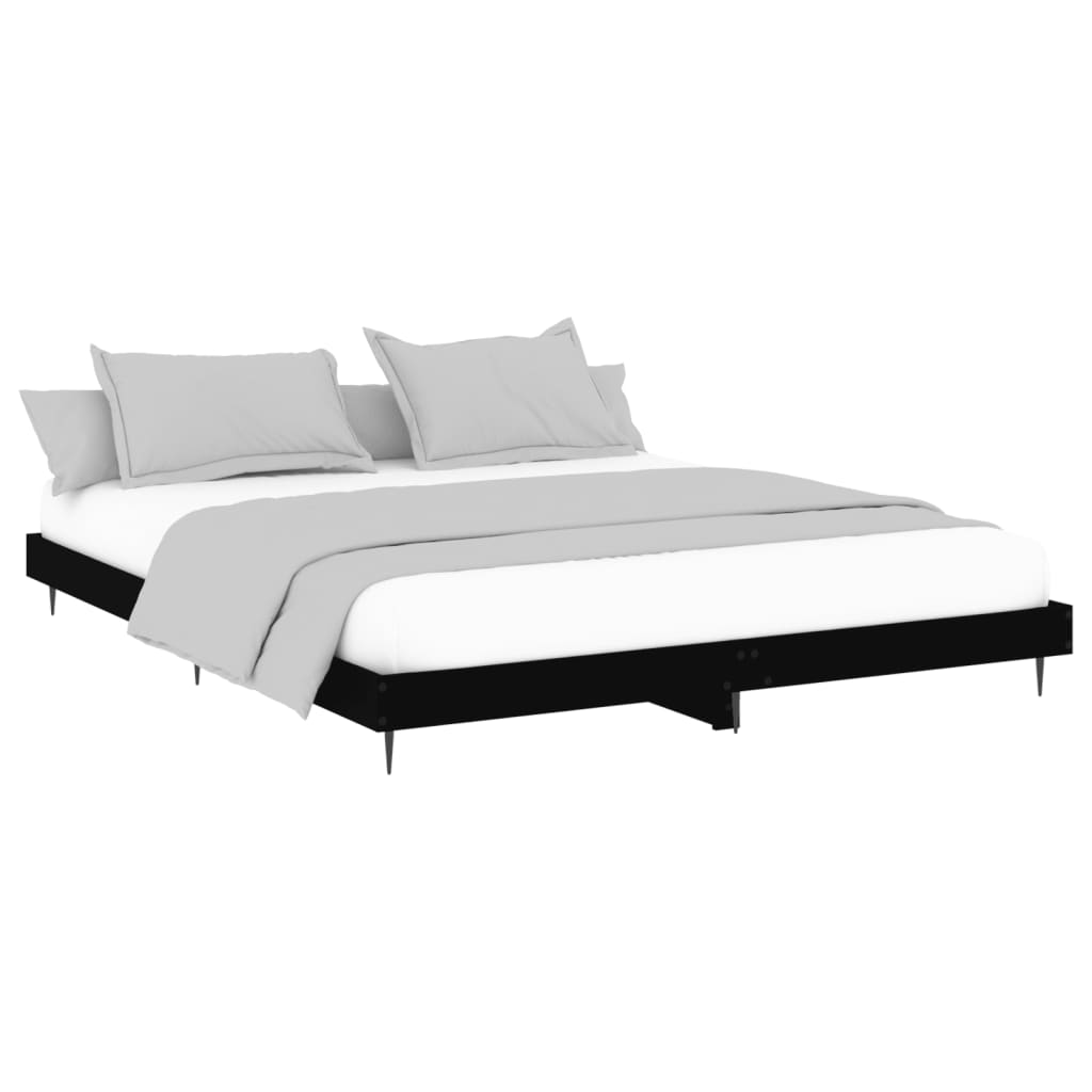 Cadre de lit sans matelas noir 200x200 cm bois d'ingénierie - XIOS