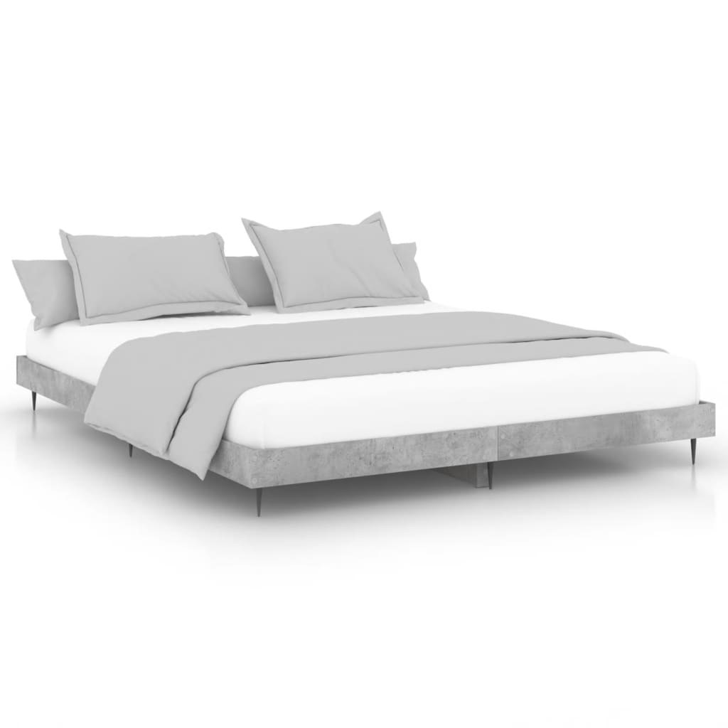 Cadre de lit sans matelas gris béton 200x200 cm - XIOS