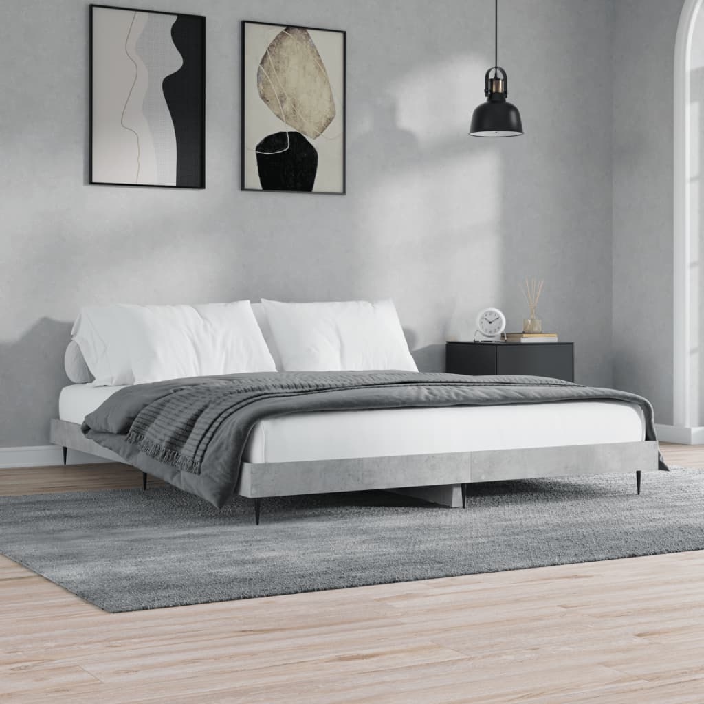 Cadre de lit sans matelas gris béton 200x200 cm - XIOS