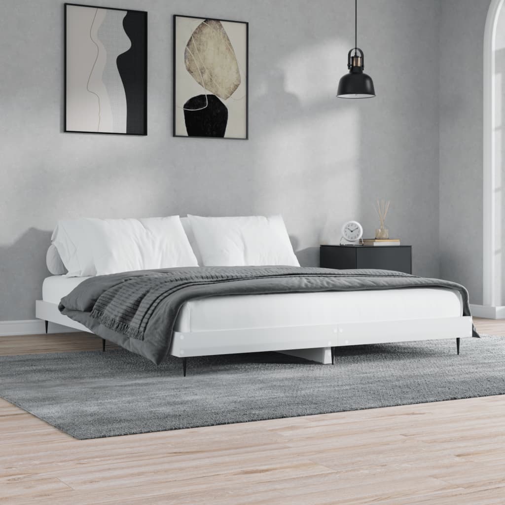 Cadre de lit sans matelas blanc brillant 150x200 cm - XIOS