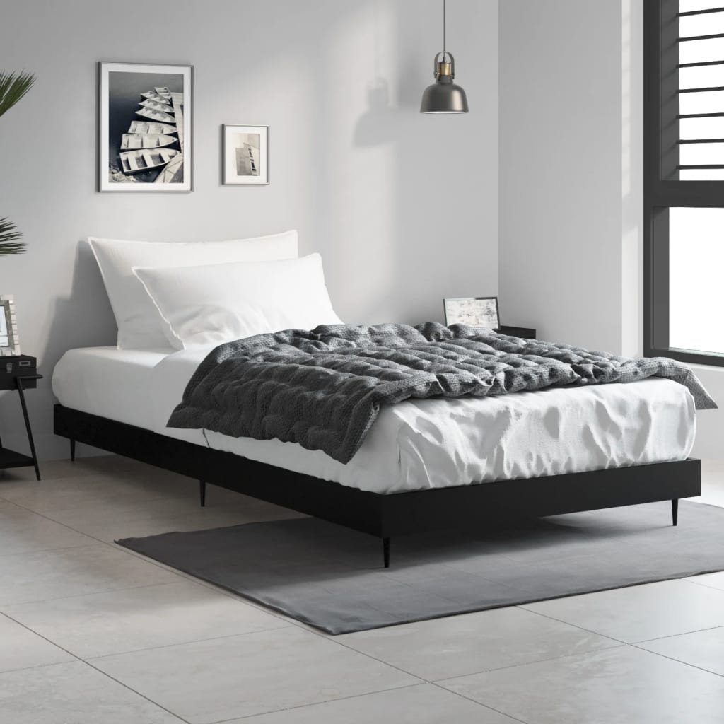 Cadre de lit sans matelas noir 100x200 cm bois d'ingénierie - XIOS
