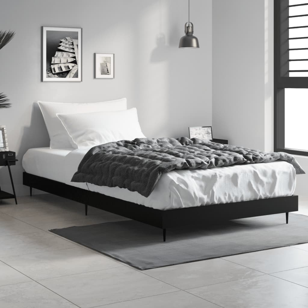 Cadre de lit sans matelas noir 90x200 cm bois d'ingénierie - XIOS