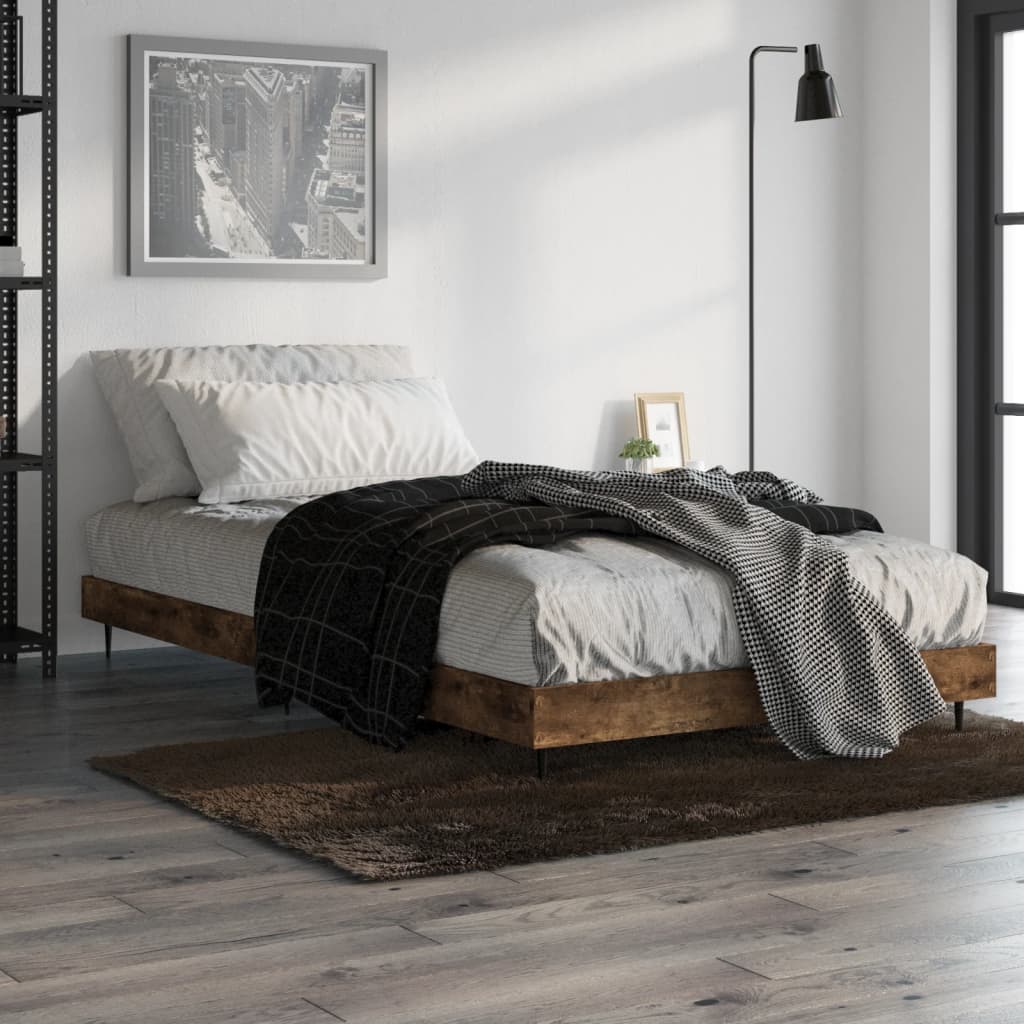 Cadre de lit sans matelas chêne fumé 90x200cm bois d'ingénierie - XIOS
