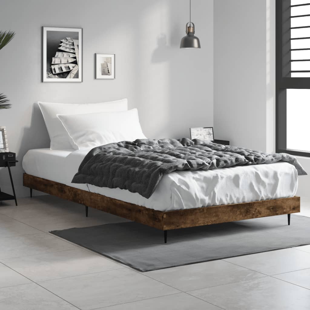 Cadre de lit sans matelas chêne fumé 90x200cm bois d'ingénierie - XIOS