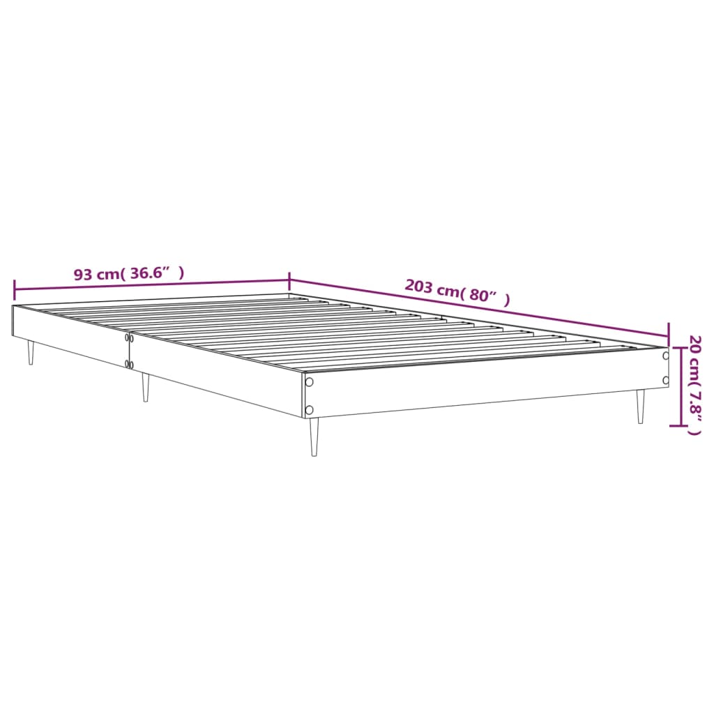 Cadre de lit sans matelas chêne marron 90x200cm bois ingénierie - XIOS