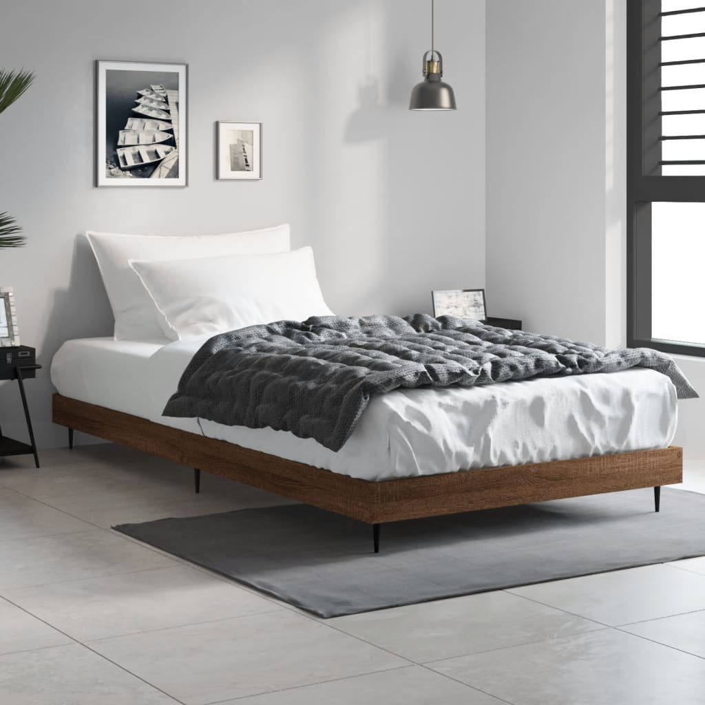 Cadre de lit sans matelas chêne marron 90x200cm bois ingénierie - XIOS
