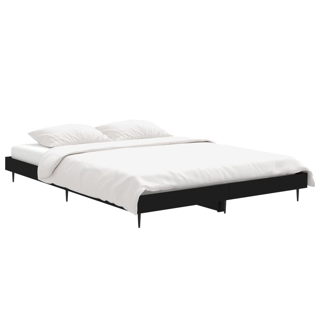 Cadre de lit sans matelas noir 140x190 cm bois d'ingénierie - XIOS