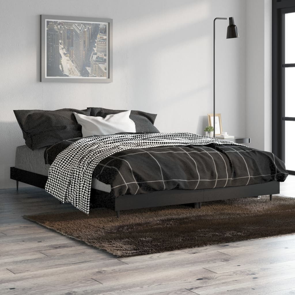 Cadre de lit sans matelas noir 140x190 cm bois d'ingénierie - XIOS