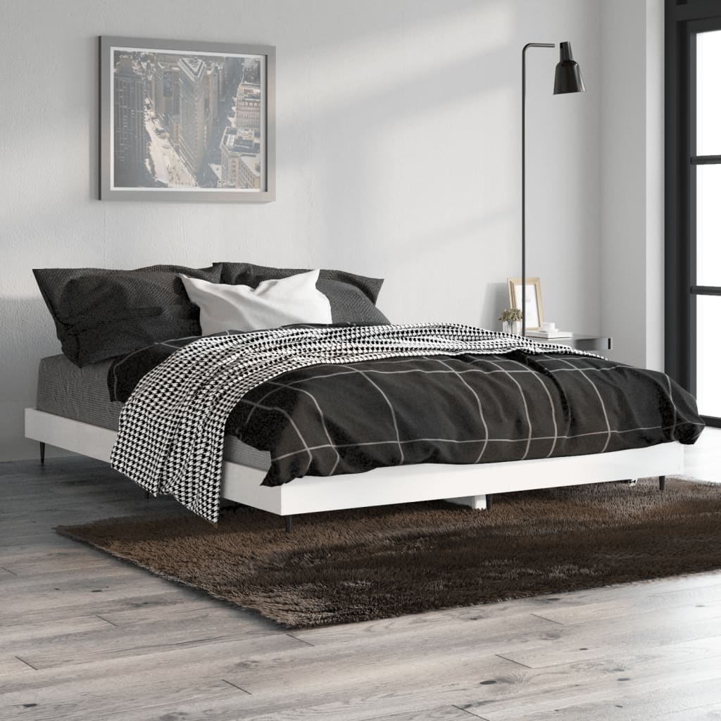 Cadre de lit sans matelas blanc brillant 140x190 cm - XIOS