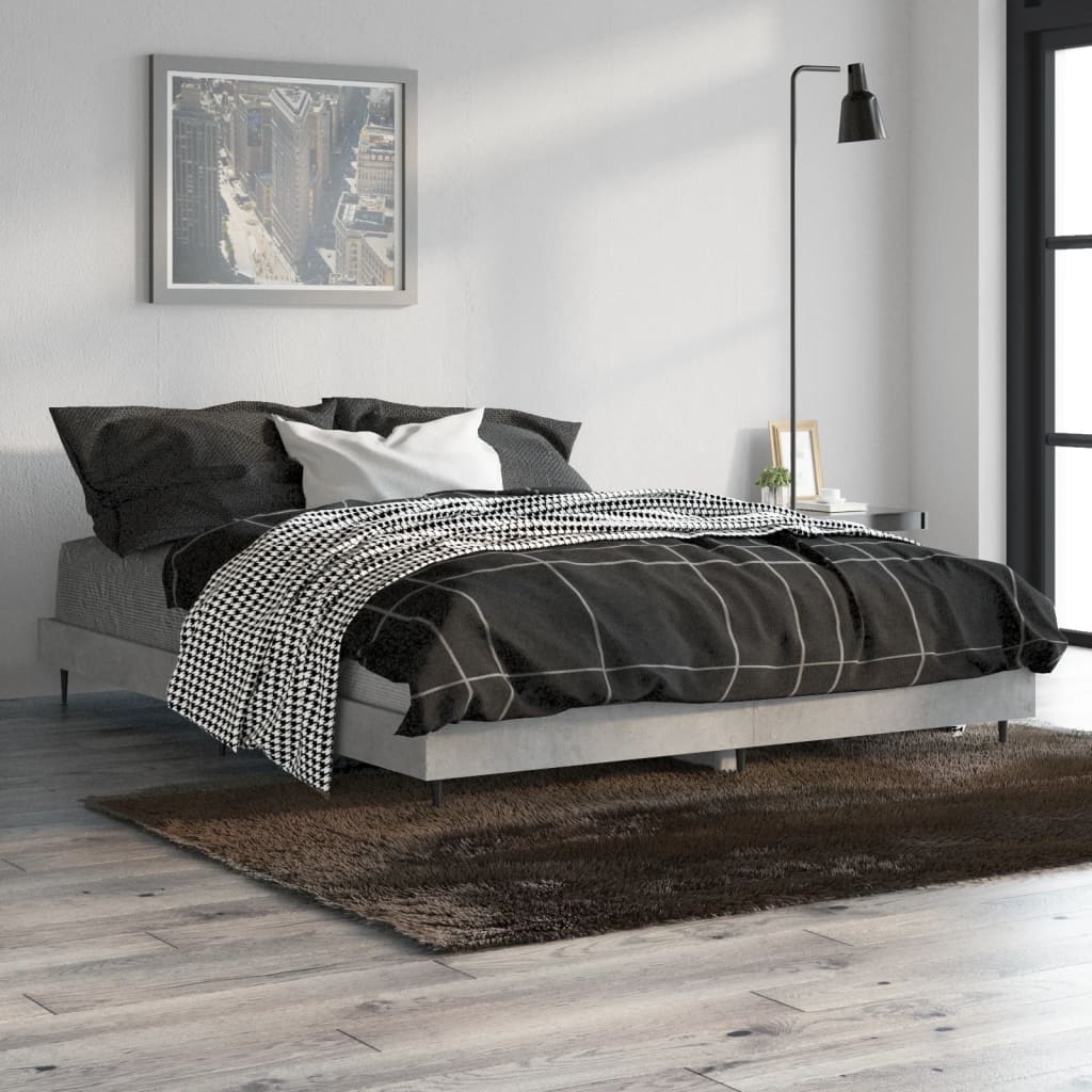 Cadre de lit sans matelas gris béton 140x190 cm - XIOS