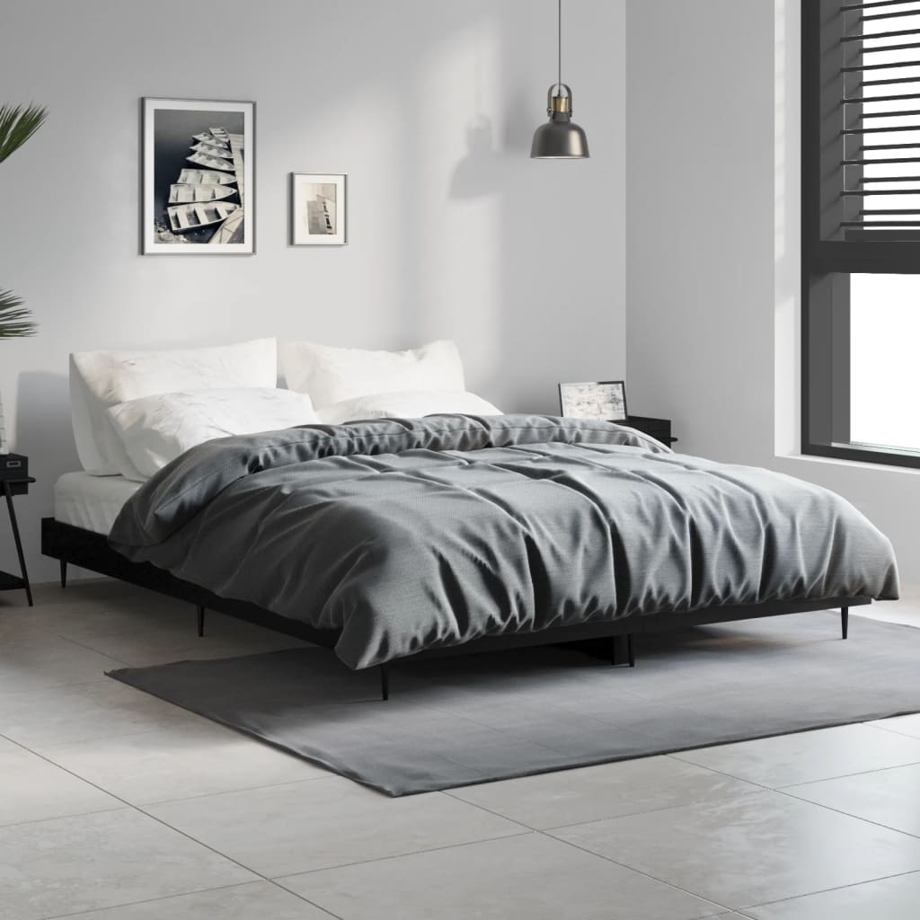 Cadre de lit sans matelas noir 135x190 cm bois d'ingénierie - XIOS
