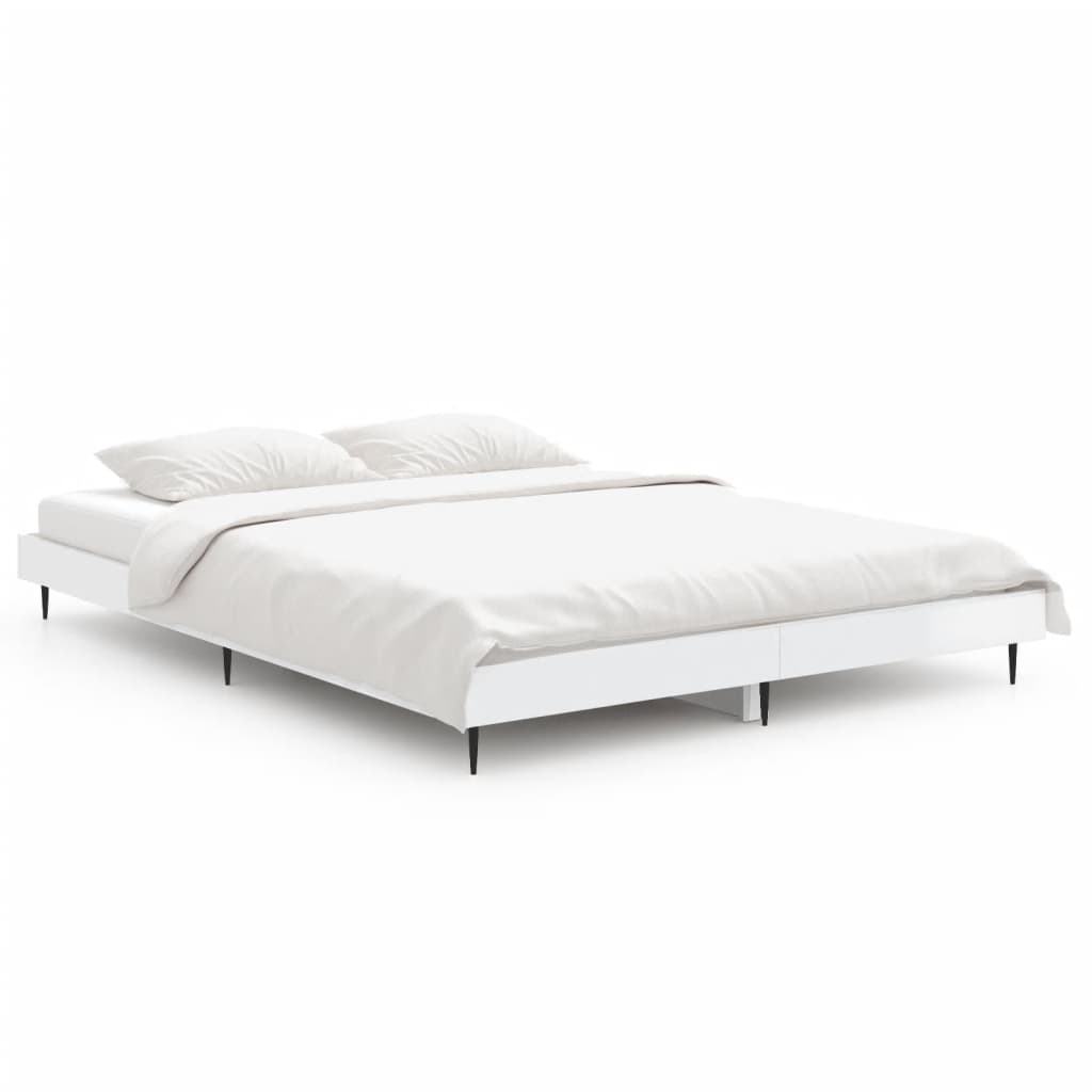 Cadre de lit sans matelas blanc brillant 135x190 cm - XIOS