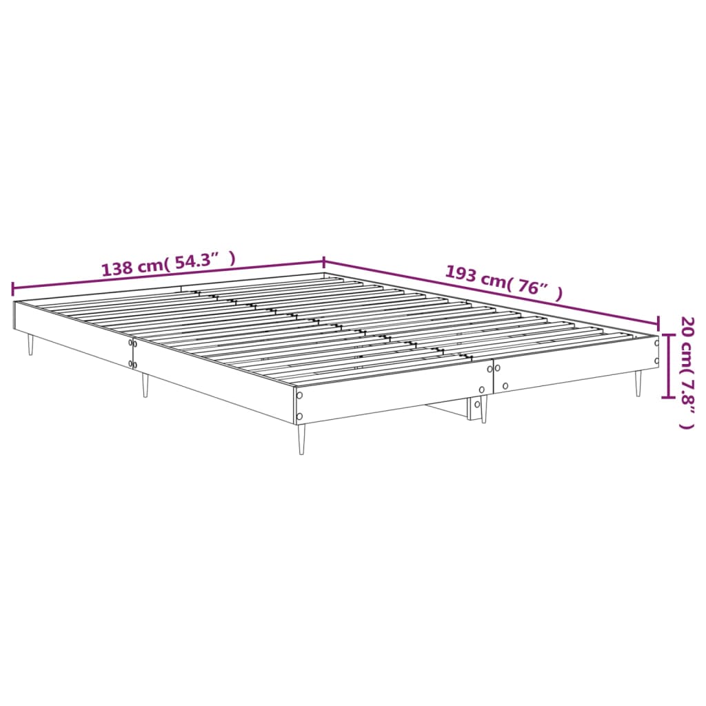 Cadre de lit sans matelas gris béton 135x190 cm - XIOS