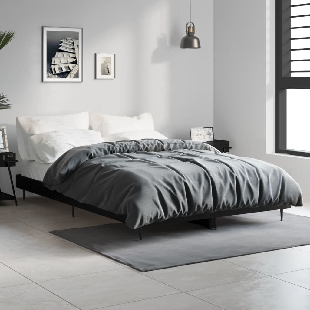 Cadre de lit sans matelas noir 120x190 cm bois d'ingénierie - XIOS