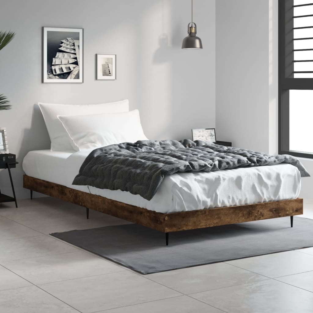 Cadre de lit sans matelas chêne fumé 90x190cm bois d'ingénierie - XIOS