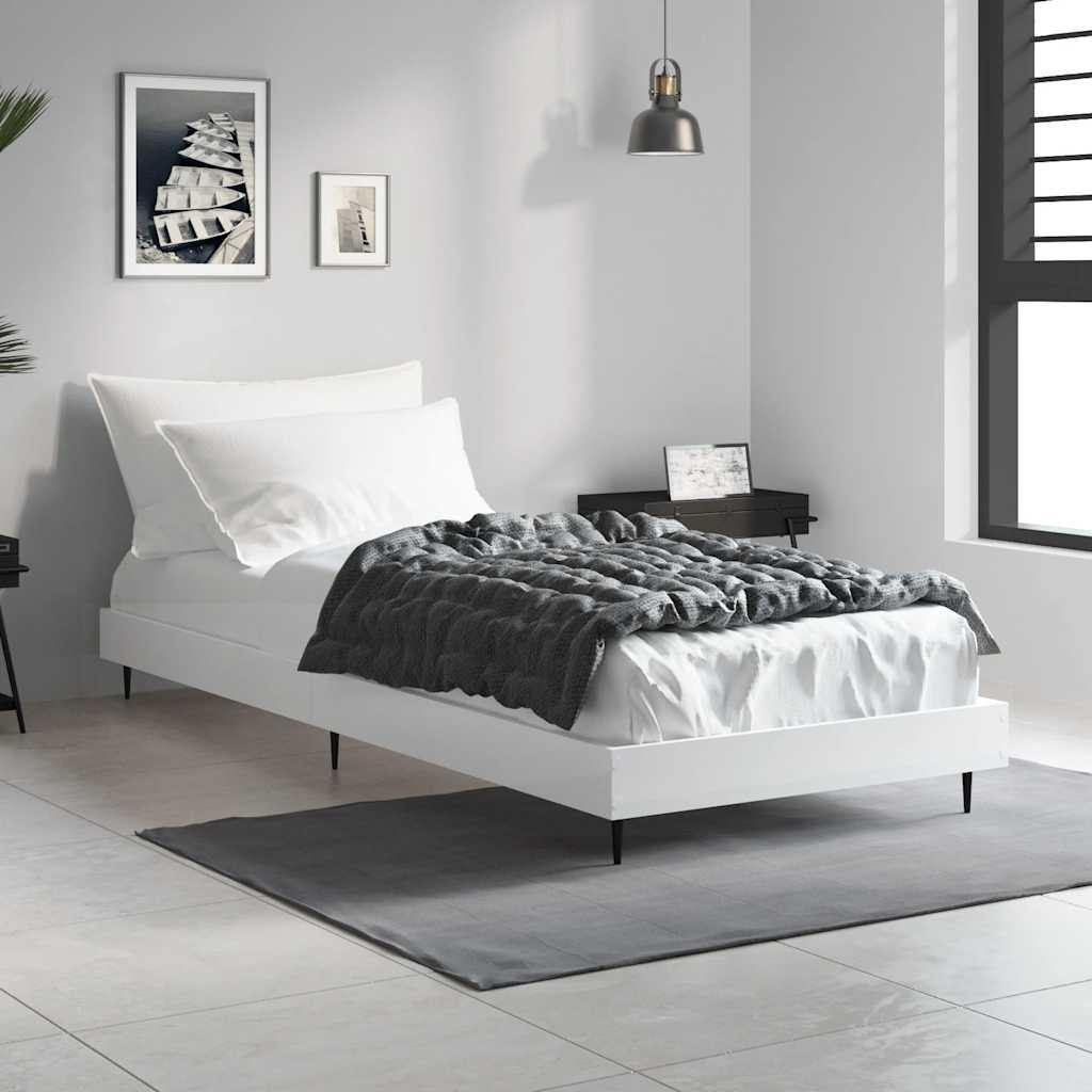 Cadre de lit sans matelas blanc 75x190 cm bois d'ingénierie - XIOS