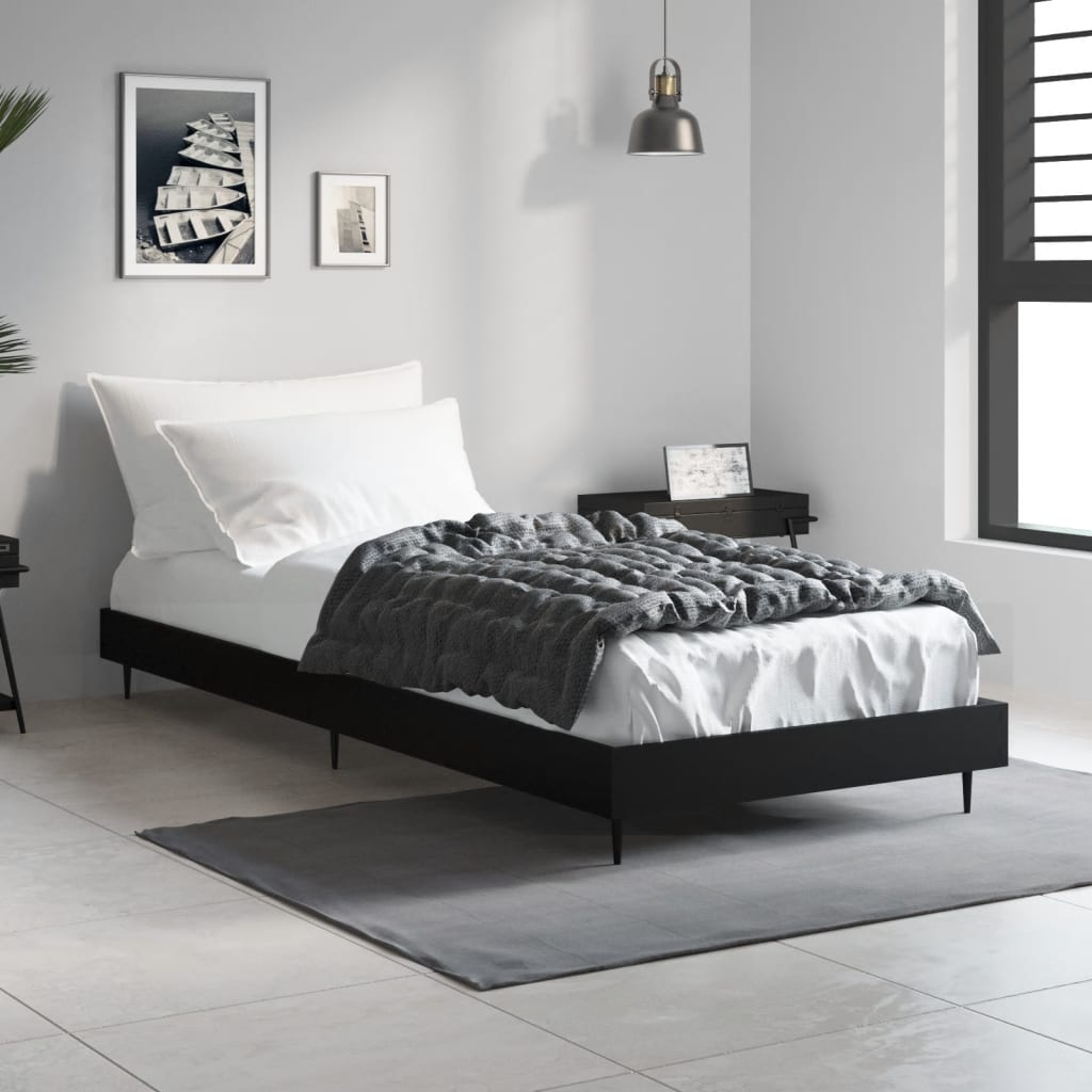 Cadre de lit sans matelas noir 75x190 cm bois ingénierie - XIOS