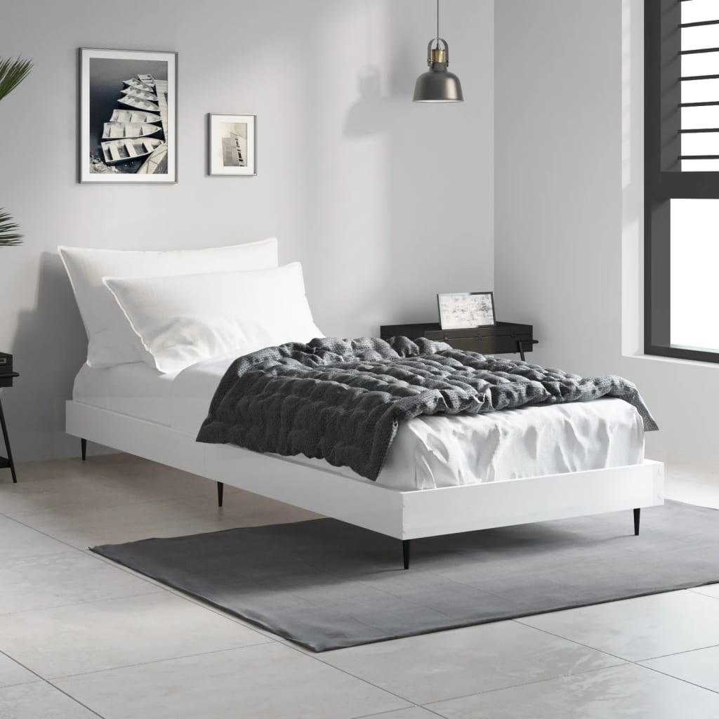 Cadre de lit sans matelas blanc brillant 75x190 cm - XIOS