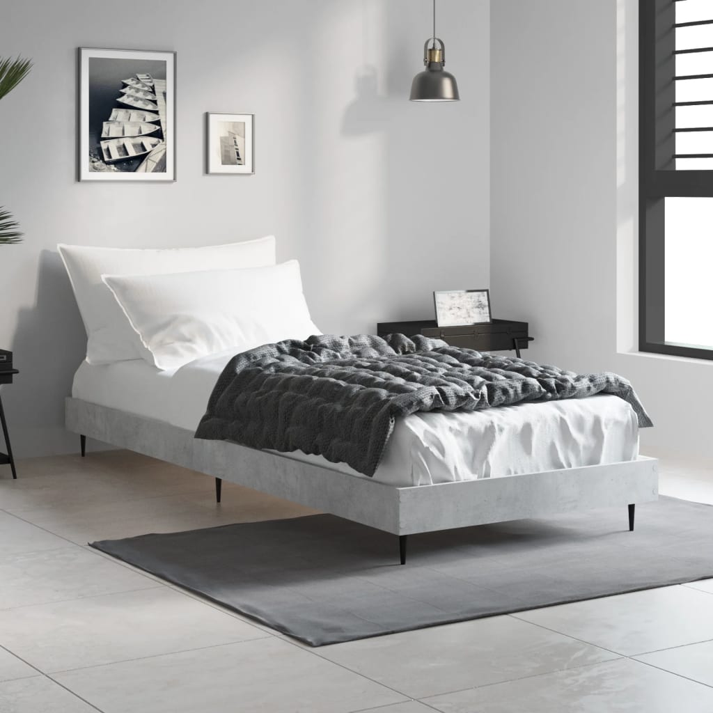 Cadre de lit sans matelas gris béton 75x190 cm - XIOS