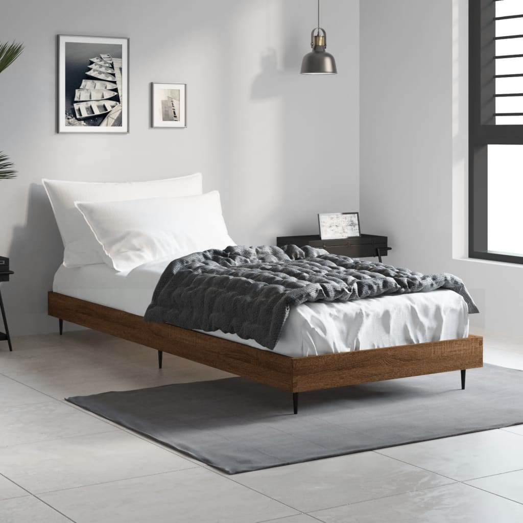 Cadre de lit sans matelas chêne marron 75x190cm bois ingénierie - XIOS