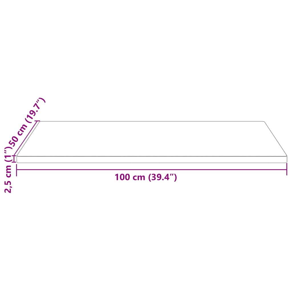 Dessus de table 100x50x2,5 cm bois de pin massif rectangulaire - XIOS