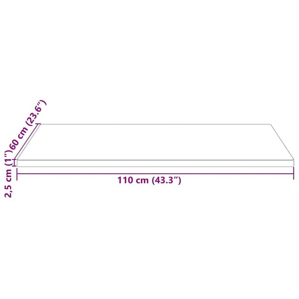 Dessus de table 110x60x2,5 cm bois de pin massif rectangulaire - XIOS