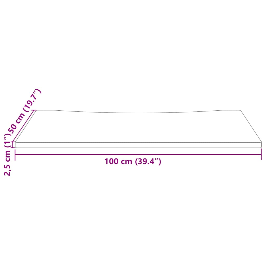 Dessus de bureau 100x50x2,5 cm bois massif de pin