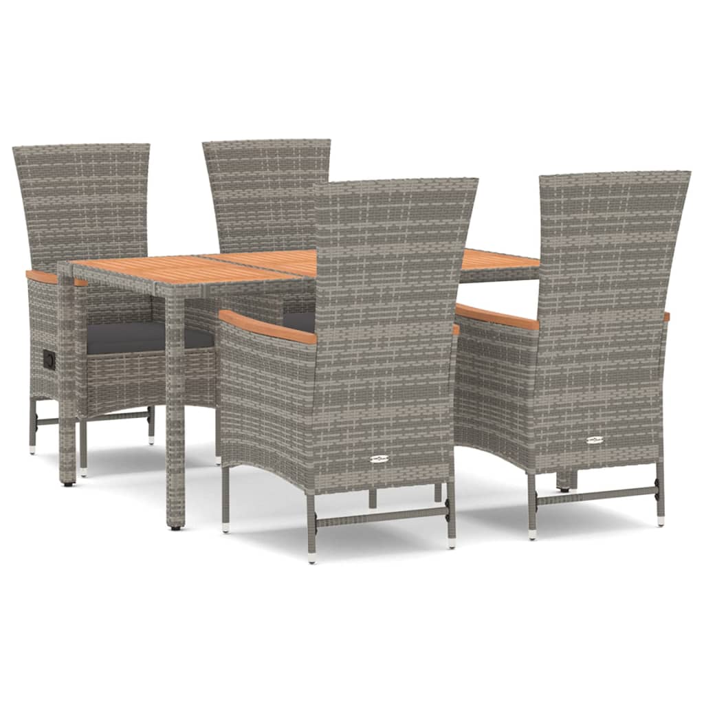 Ensemble à manger de jardin 5 pcs coussins gris résine tressée