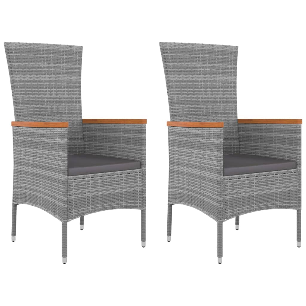 Ensemble de salon de jardin 3 pcs gris poly rotin et acacia