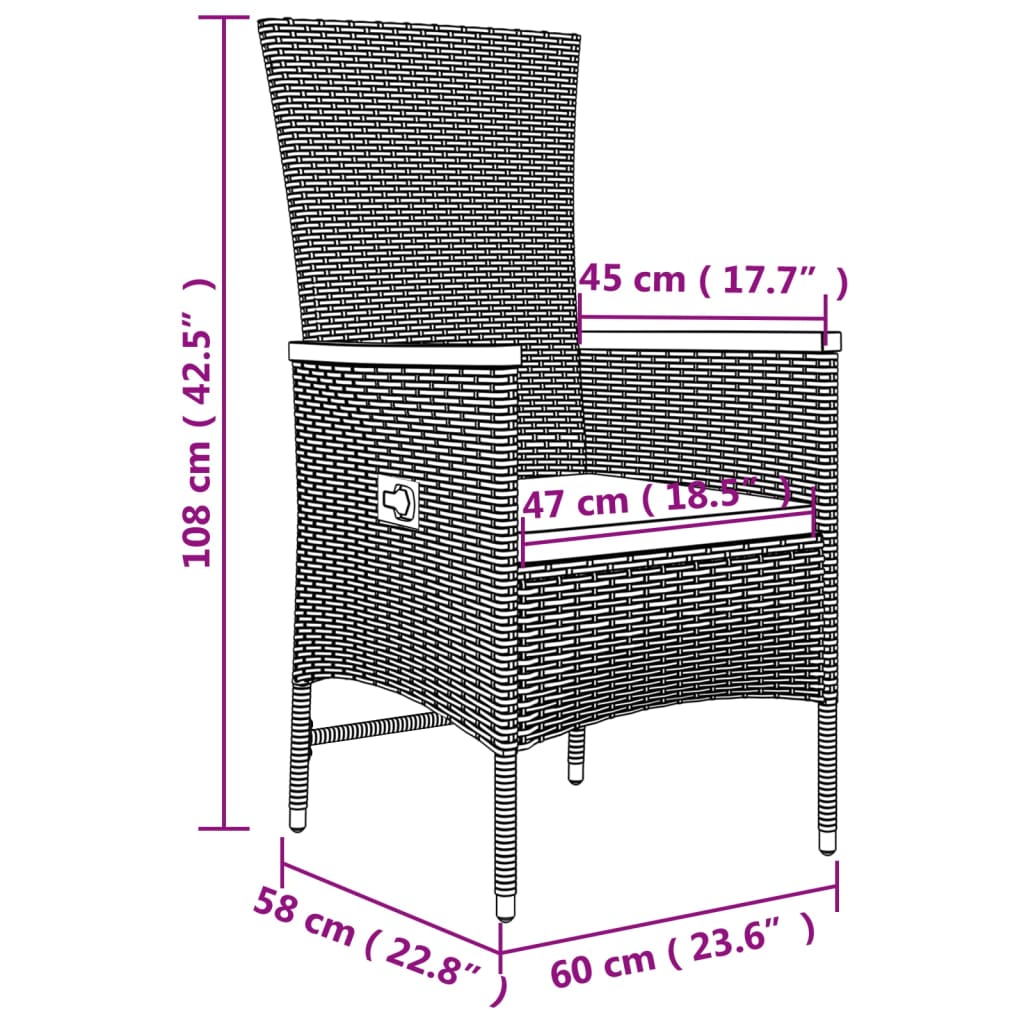 Ensemble de salon de jardin 3 pcs gris poly rotin et acacia