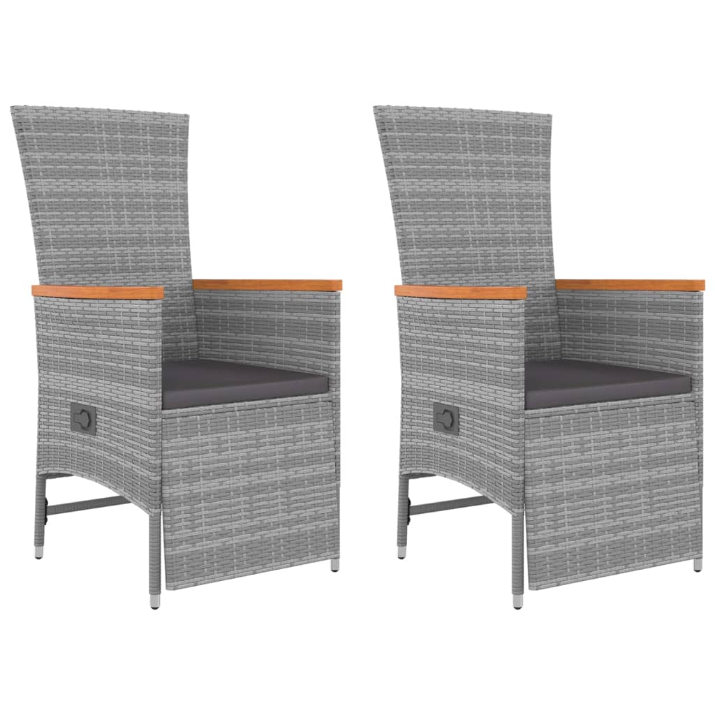 Ensemble de salon de jardin 3 pcs gris poly rotin et acacia