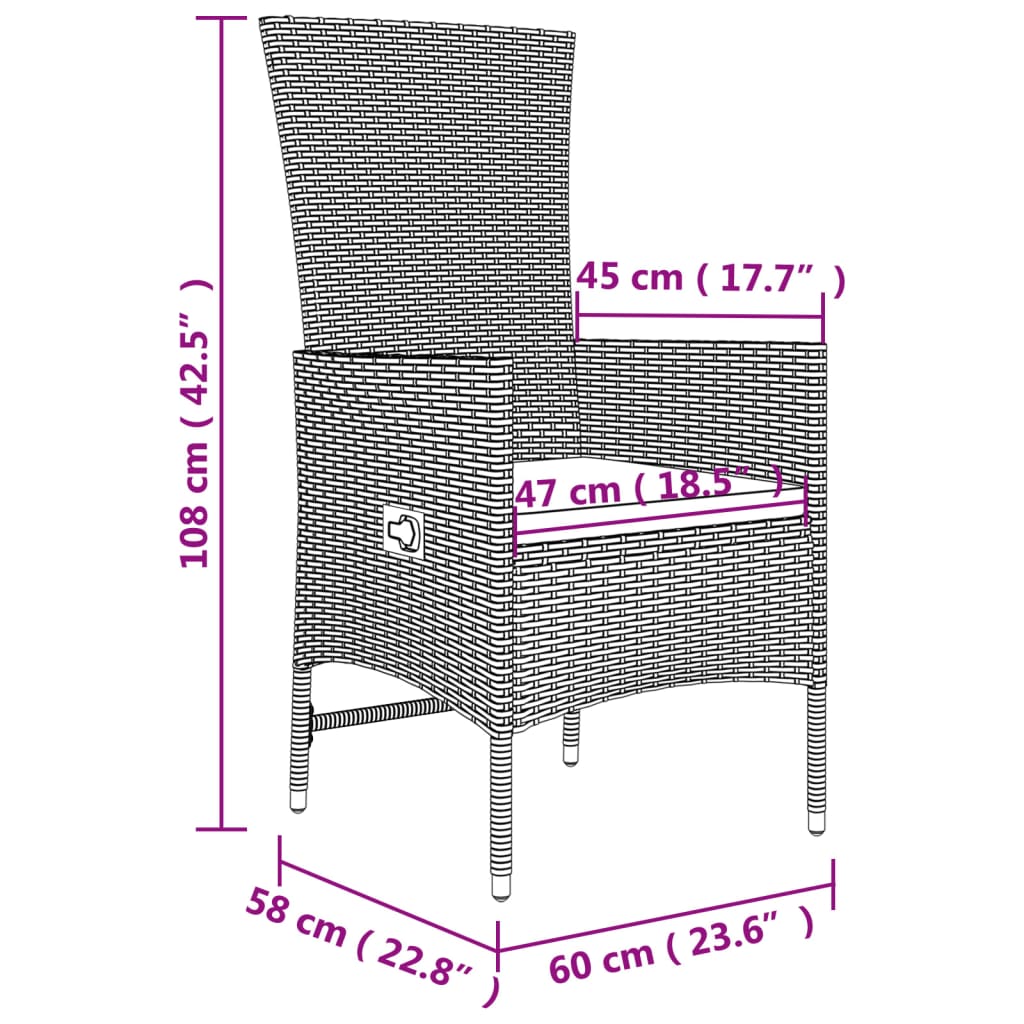 Ensemble de salon de jardin 3 pcs beige poly rotin et acier