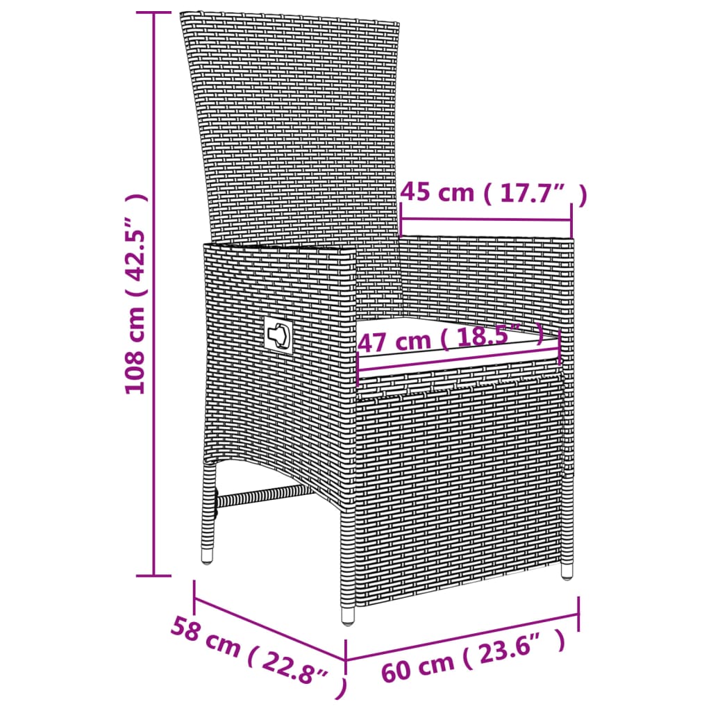 Ensemble de salon de jardin 3 pcs beige poly rotin et acier