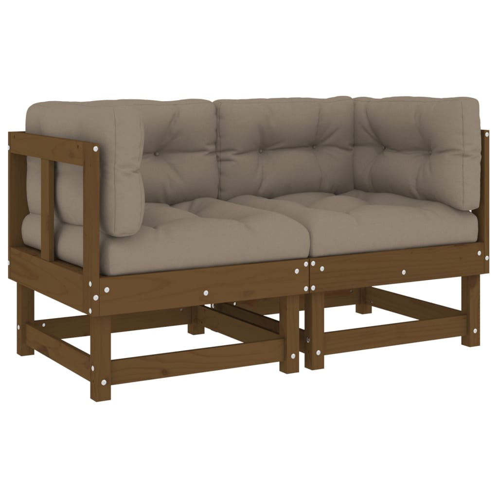 Canapés d'angle et coussins 2pcs marron miel bois de pin massif Éléments pour canapés modulables de jardin vidaXL