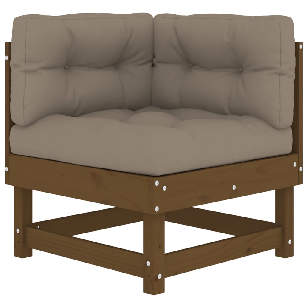 Canapés d'angle et coussins 2pcs marron miel bois de pin massif Éléments pour canapés modulables de jardin vidaXL