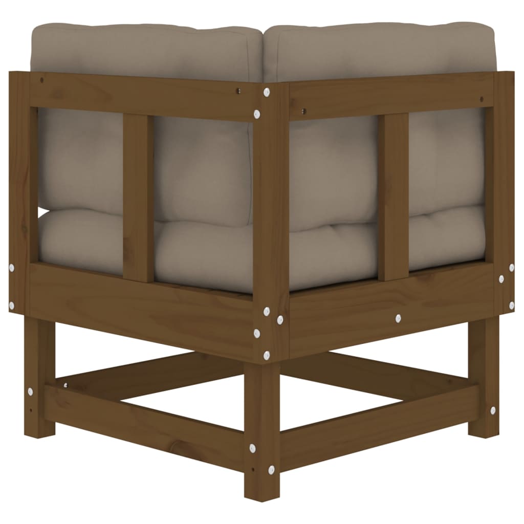 Canapés d'angle et coussins 2pcs marron miel bois de pin massif Éléments pour canapés modulables de jardin vidaXL