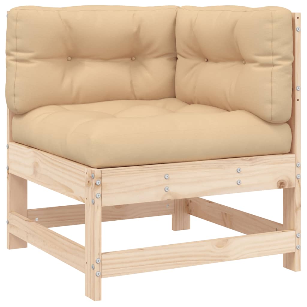 Canapé d'angle avec coussins bois de pin solide Éléments pour canapés modulables de jardin vidaXL