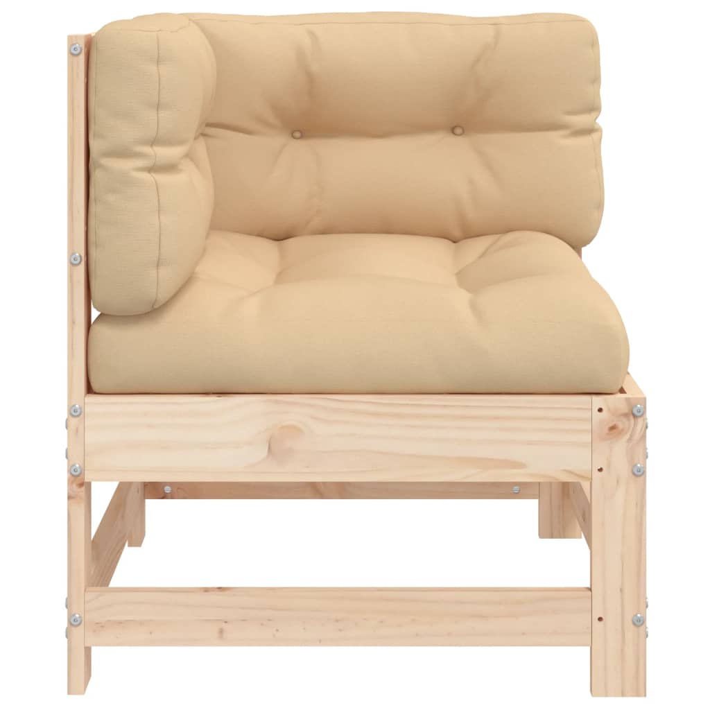 Canapé d'angle avec coussins bois de pin solide Éléments pour canapés modulables de jardin vidaXL