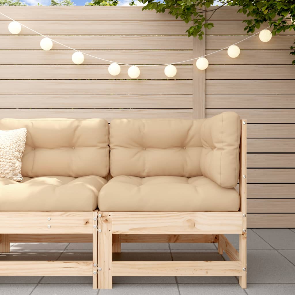 Canapé d'angle avec coussins bois de pin solide Éléments pour canapés modulables de jardin vidaXL
