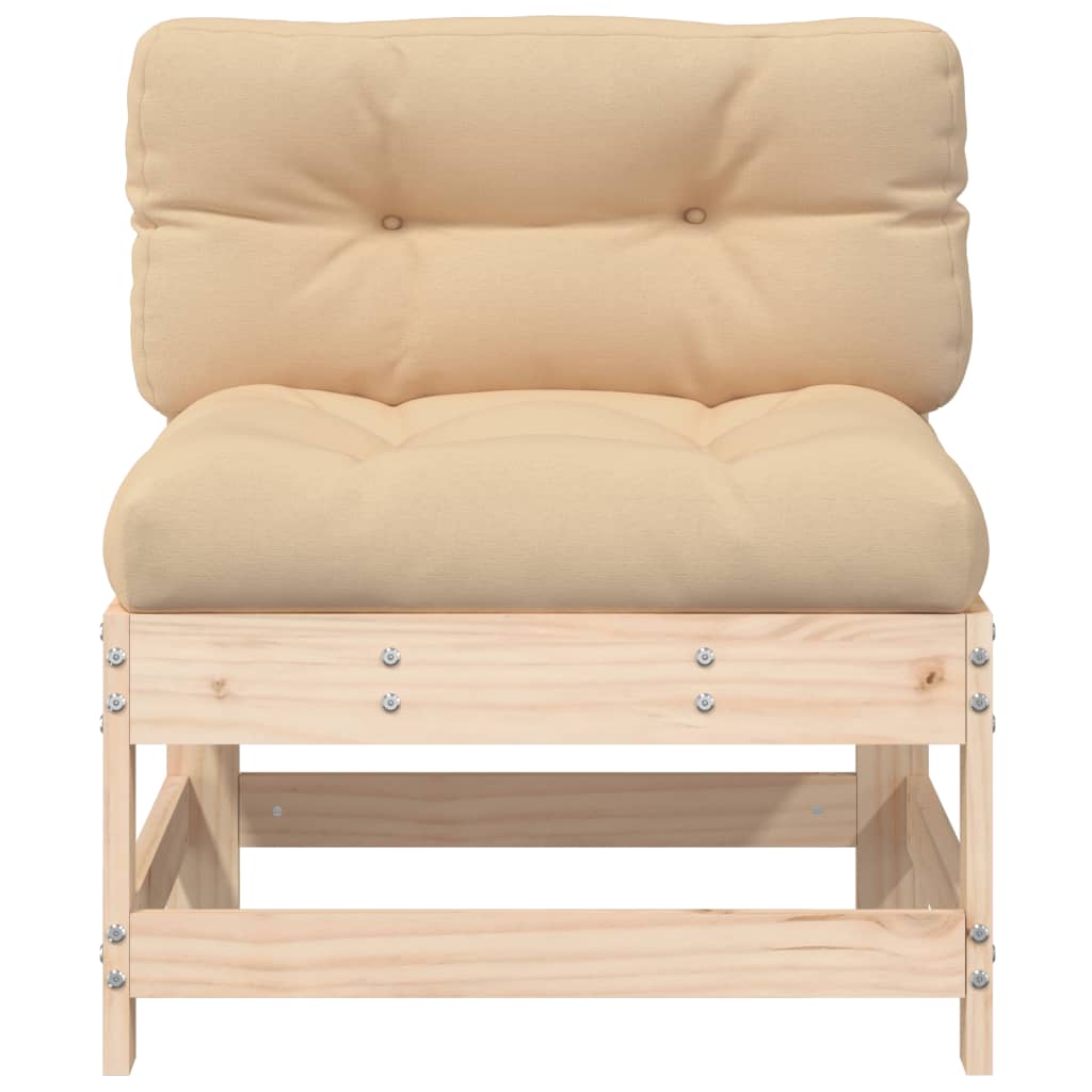 Canapé central avec coussins bois de pin massif Éléments pour canapés modulables de jardin vidaXL