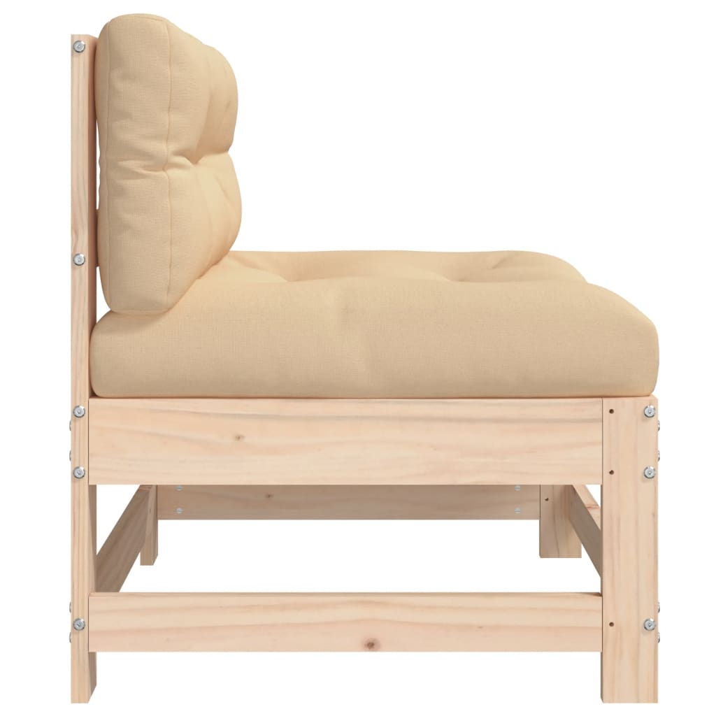 Canapé central avec coussins bois de pin massif Éléments pour canapés modulables de jardin vidaXL