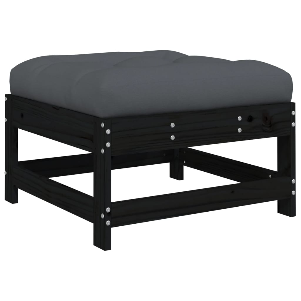 Salon de jardin 3 pcs avec coussins noir bois massif Éléments pour canapés modulables de jardin vidaXL
