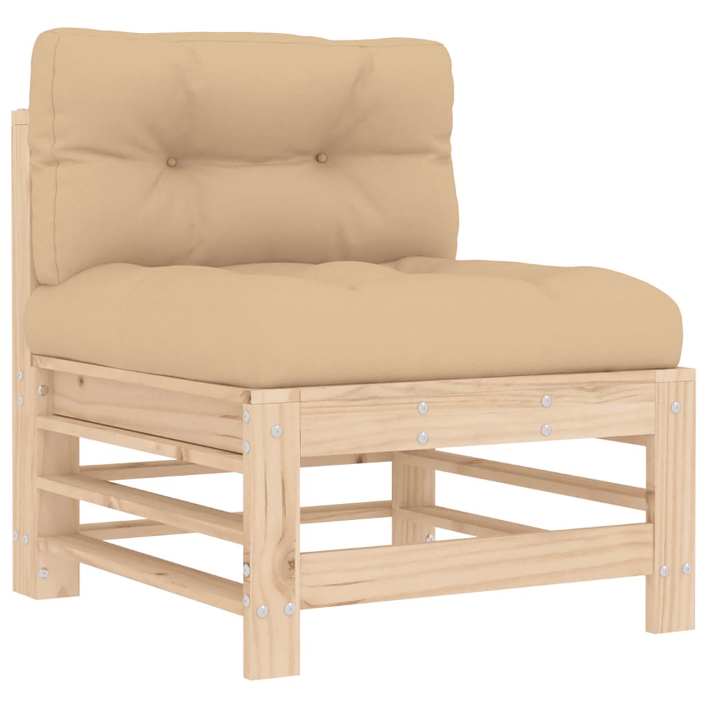 Canapé central avec coussins bois de pin massif Éléments pour canapés modulables de jardin vidaXL