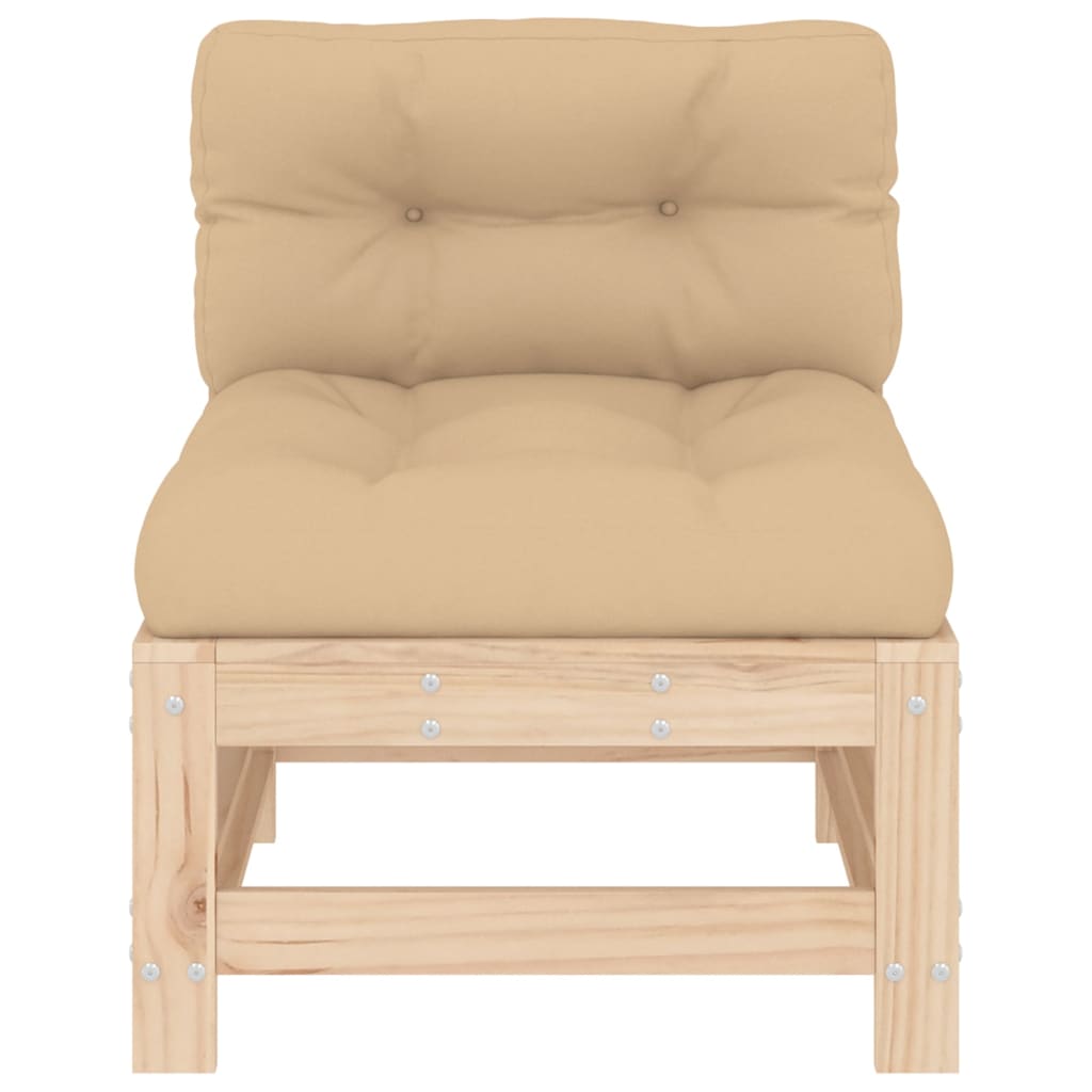 Canapé central avec coussins bois de pin massif Éléments pour canapés modulables de jardin vidaXL