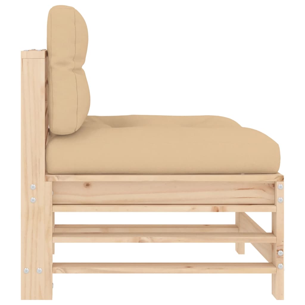 Canapé central avec coussins bois de pin massif Éléments pour canapés modulables de jardin vidaXL