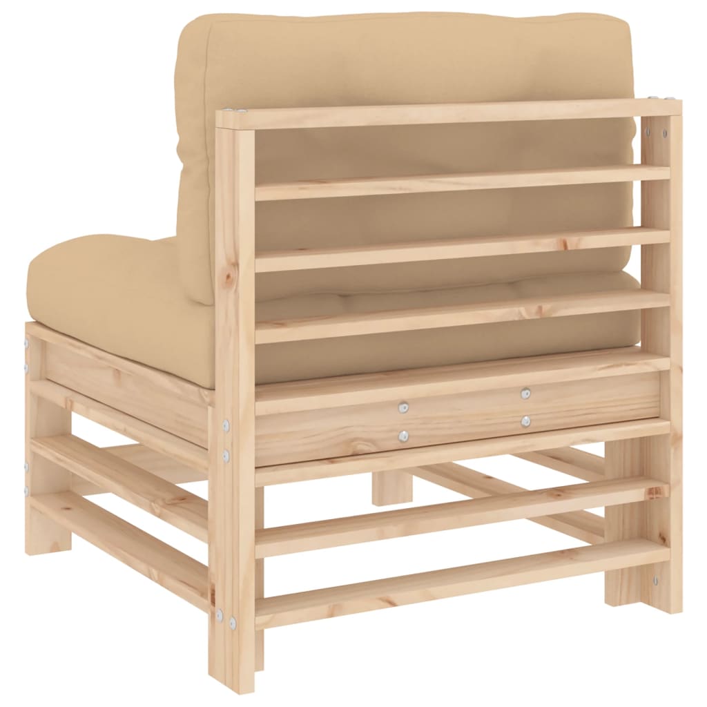 Canapé central avec coussins bois de pin massif Éléments pour canapés modulables de jardin vidaXL