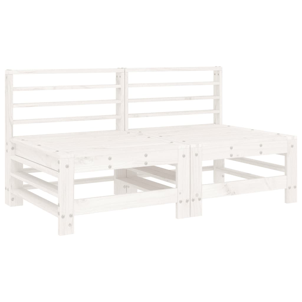 Canapés centraux avec coussins 2 pcs blanc bois de pin massif Éléments pour canapés modulables de jardin vidaXL