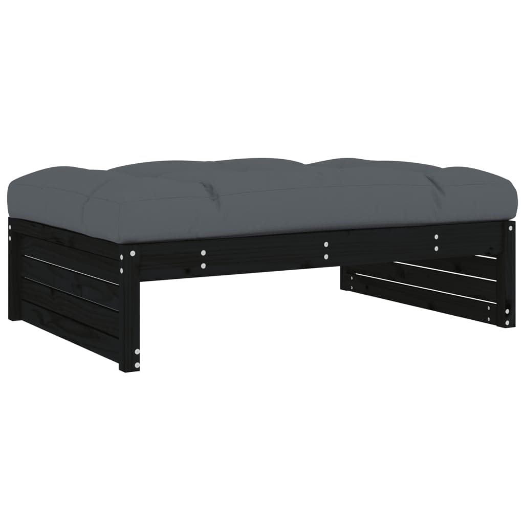Repose-pied de jardin 120x80 cm noir bois de pin massif Éléments pour canapés modulables de jardin vidaXL
